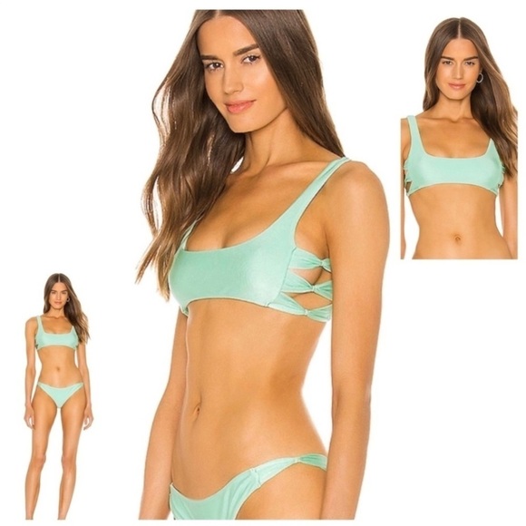 💋NWT Lovers + Friends Mint Green Wrapped Up Bikini Top - Picture 1 of 15